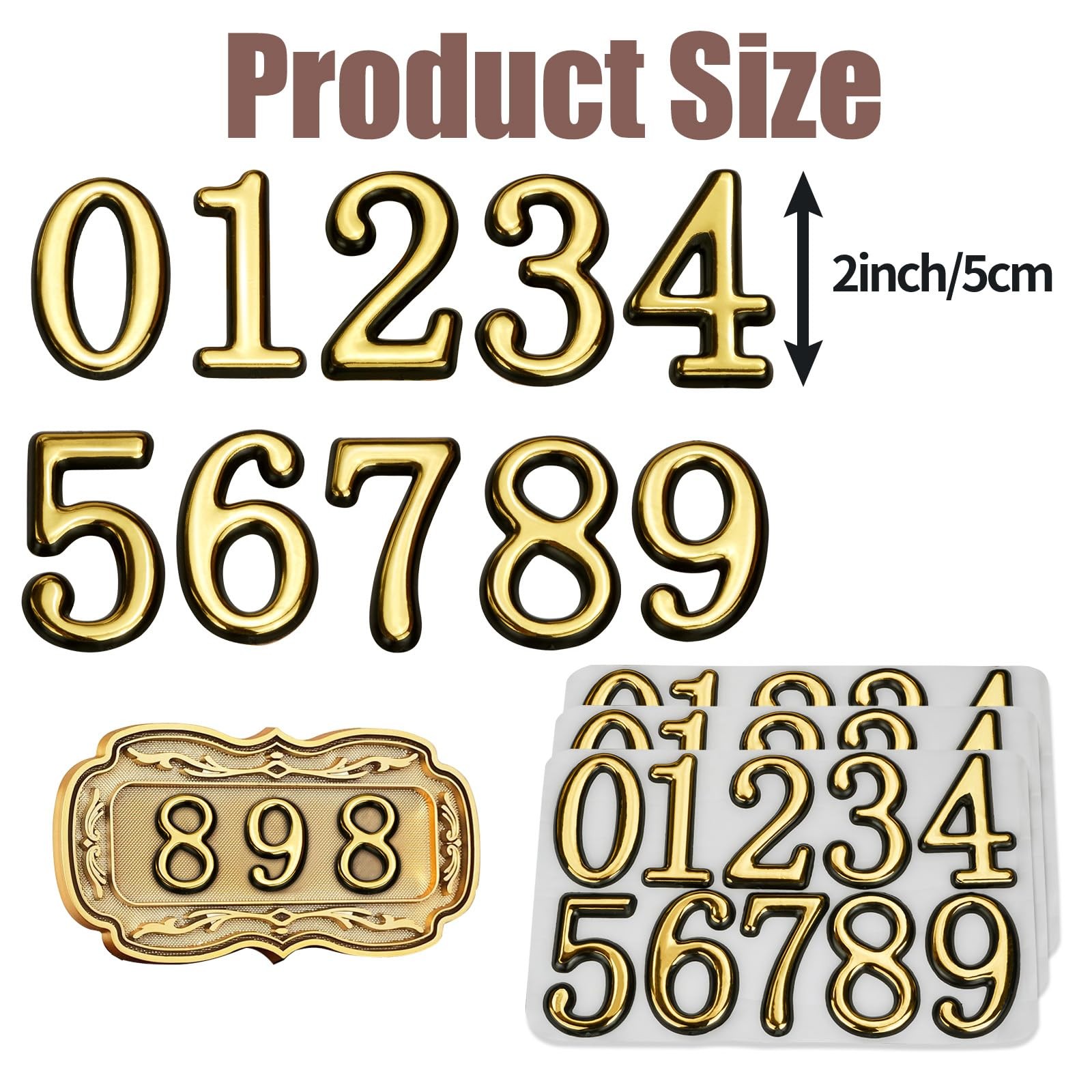 opasyo 30 Pieces Mailbox Numbers for Outside 2 inch 0-9 2inch, Gold gallery