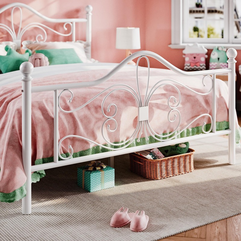 SHA CERLIN Full Size Bed Frame with Headboard,Metal Bed Frame with Butterfly ... gallery