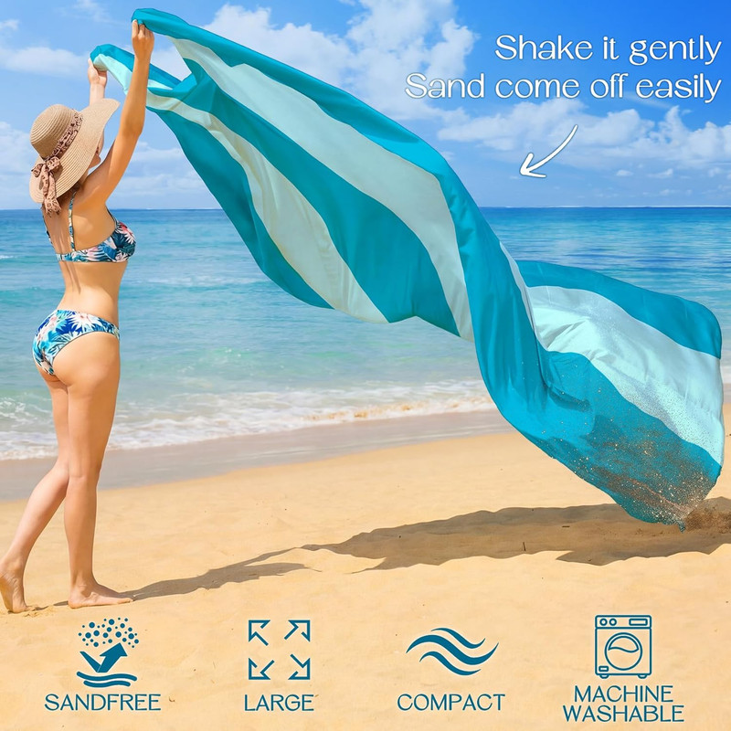 Beach Blanket Waterproof Sandproof Large Sand Free,78''X81''/10'X9' Oversized Sa gallery