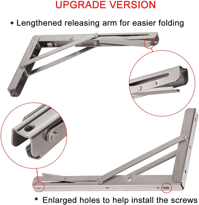Folding Shelf Brackets 12", Max Load: 330lb Heavy Duty Stainless Steel Collapsib gallery