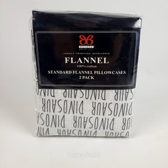 BIBB Flannel Pillowcases 2 Pack DINOSAUR Black Grey New