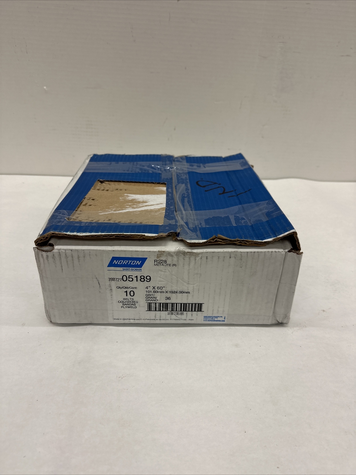 Norton 78072705189 4x60” Gemini R228 AO Cloth Narrow Belts 36 Grit Coarse 10 pk gallery