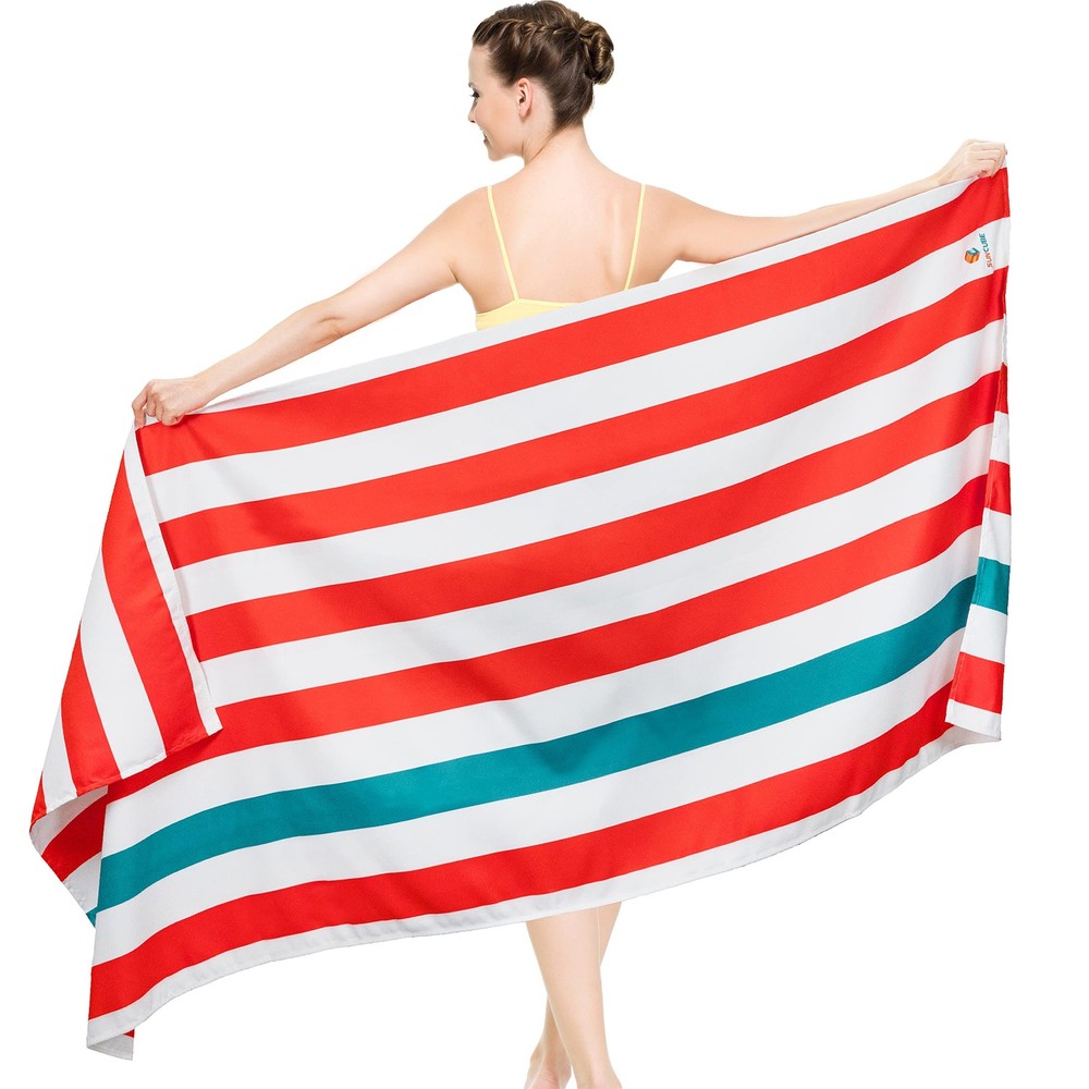SUN CUBE Microfiber Beach Towel, Quick Dry Sand Free Beach Towel, Lightweight...