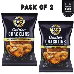 Mac’s Chicharrones Golden Cracklin Curls, Fried Pork Fat with Skin, 12 oz, 2Pack