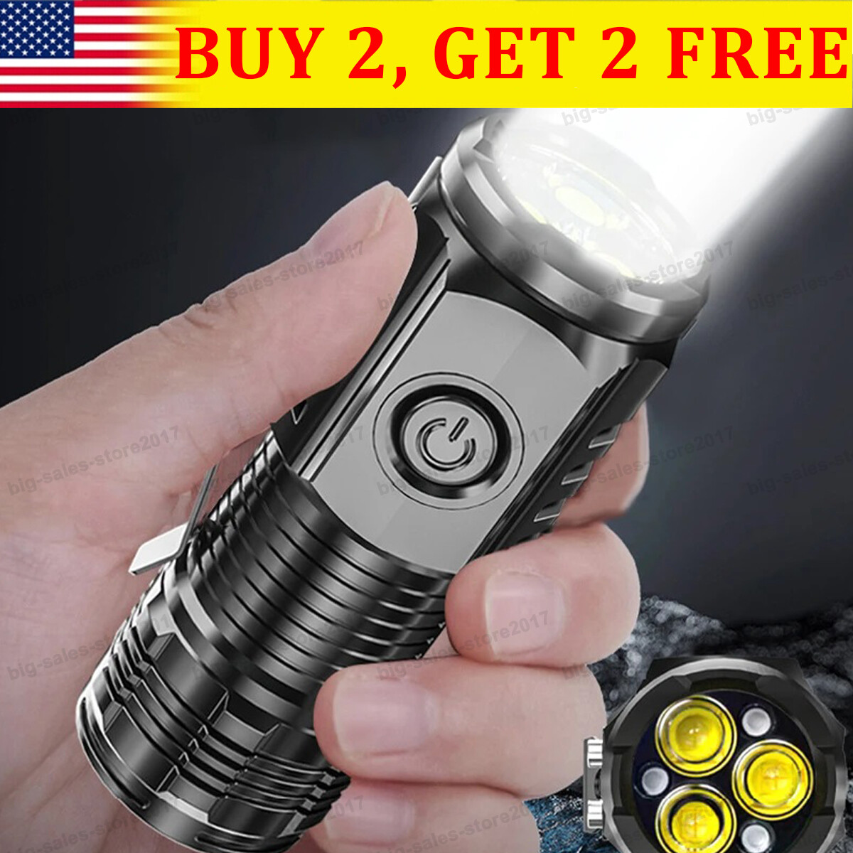 Rechargeable LED Tactical Work Light Magnetic Base Super Bright Torch Penlight gallery