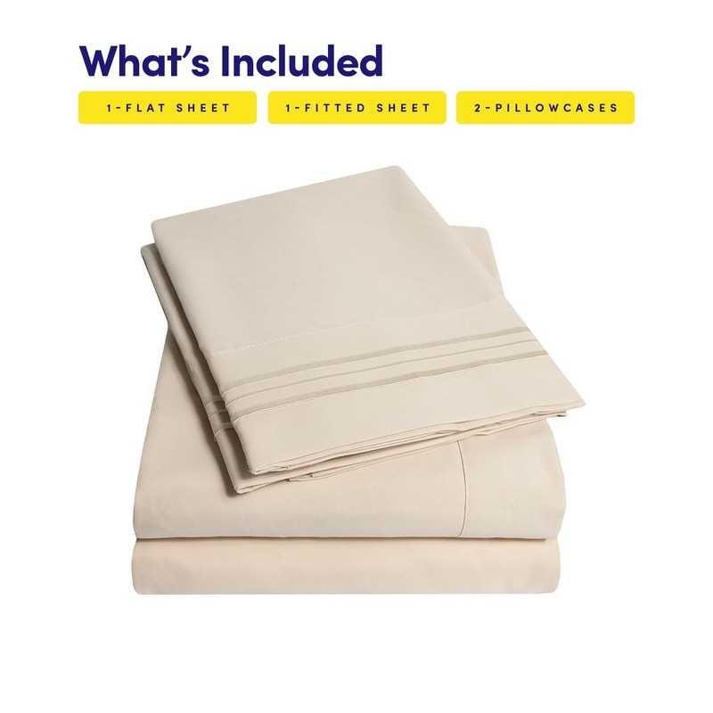 1500 Supreme Collection Queen Sheet Sets Beige Cream Luxury Hotel Bed Sheets... gallery