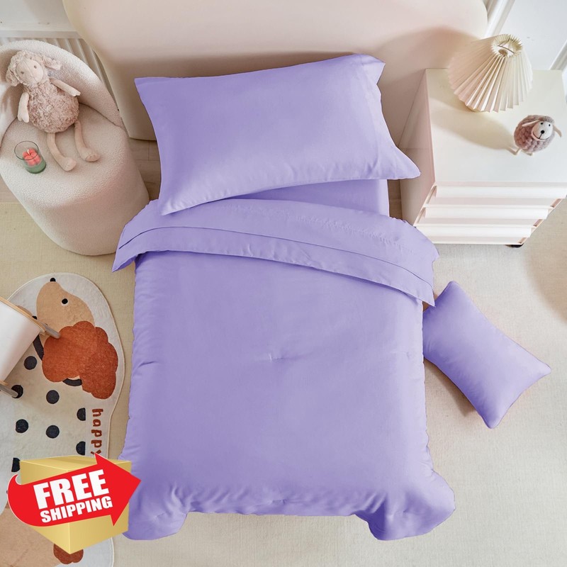 UOZZI BEDDING Toddler Bedding Set Purple 5 Pcs gallery
