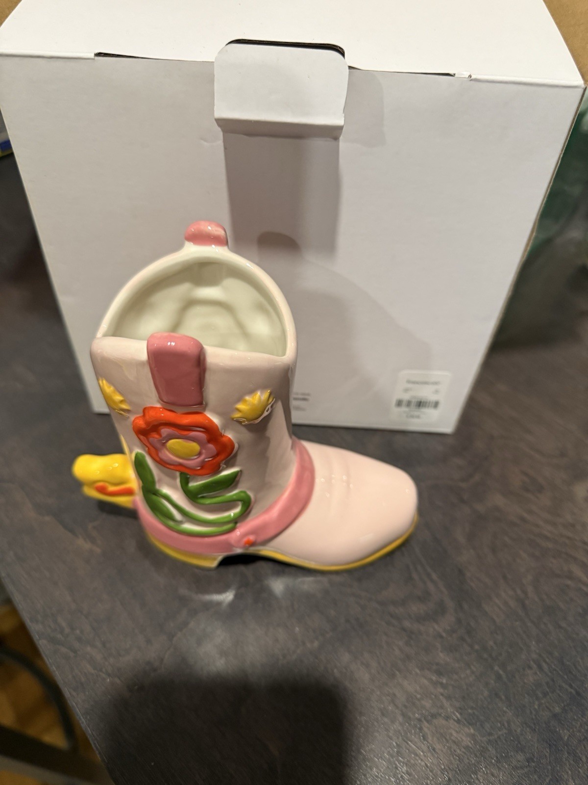 ban.do Giddy Up Ceramic Boot Bud Vase Pink Glossy Floral Western Decor gallery