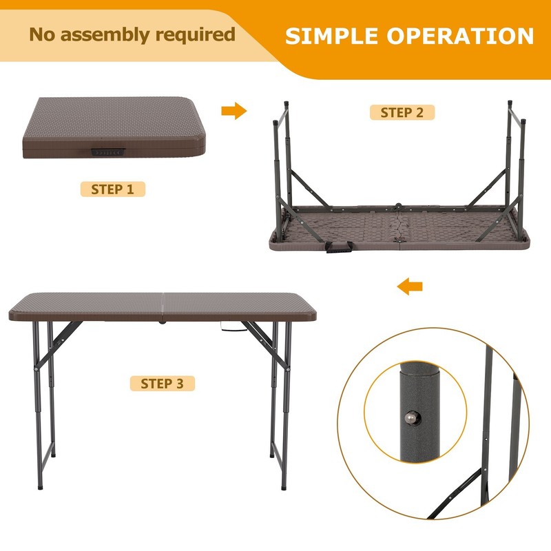 4FT Folding Table Half Portable Foldable Table Picnic Table for Office Home gallery