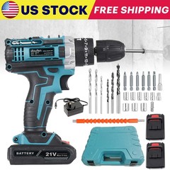 Electric Drill Cordless Set Equipped With 2 Battery Tool Box For Home RepairB2