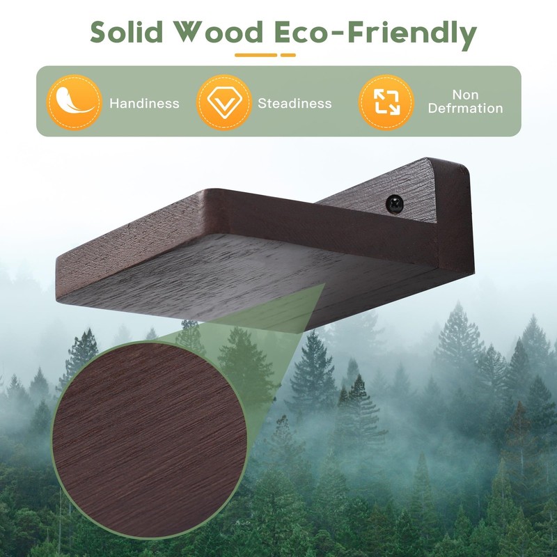 Small Floating Display Ledge Wall Shelf 4x4 Inch Rustic Dark Walnut 8 PCS gallery