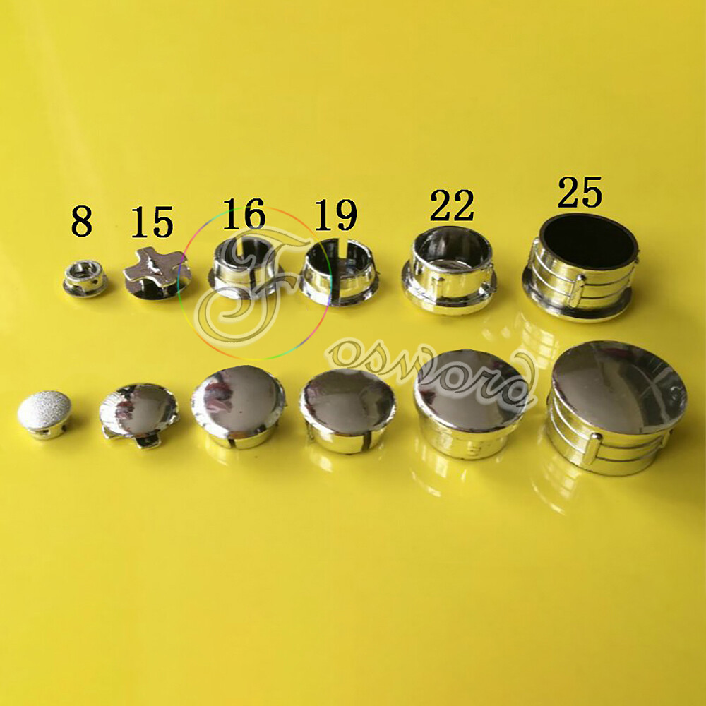 Silver Tube Inserts Pipe Plugs Chrome Metal Capped Round Blanking Bungs End Caps gallery