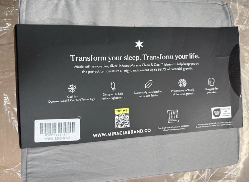 Miracle Made Split King Sheet Set Gray Self Cooling Self Cleaning New gallery