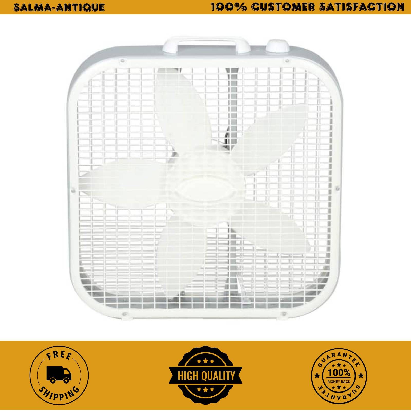 Lasko Energy Efficient 20 in. 3 Speed White Box Fan with Built-In Carry Handle gallery