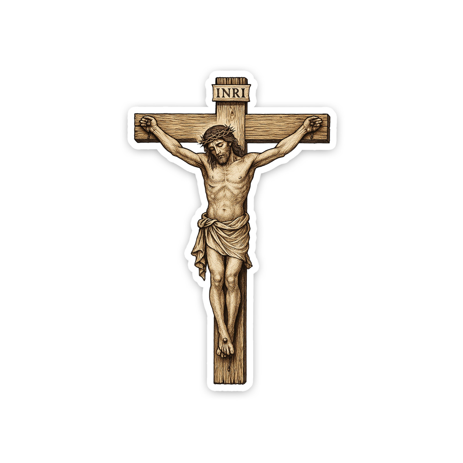 Jesus on the Cross Sticker 4 inch Vinyl Decal Religious Christianity Catholic gallery