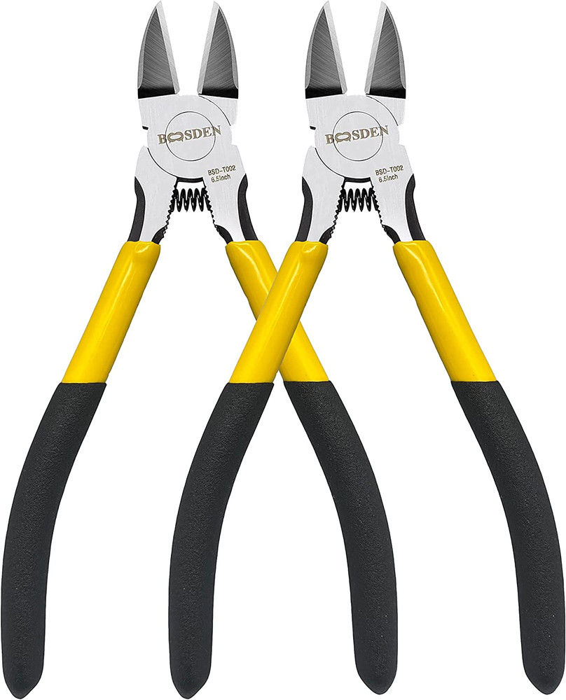 6.5" Wire Cutters, 2 Pack, Precision Side Cutter, Spring Loaded Cutting Pliers,