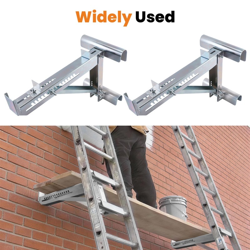 2-Piece Ladder Work Bracket 440lbs Load Capacity 20in Platform Adjustable Steel gallery
