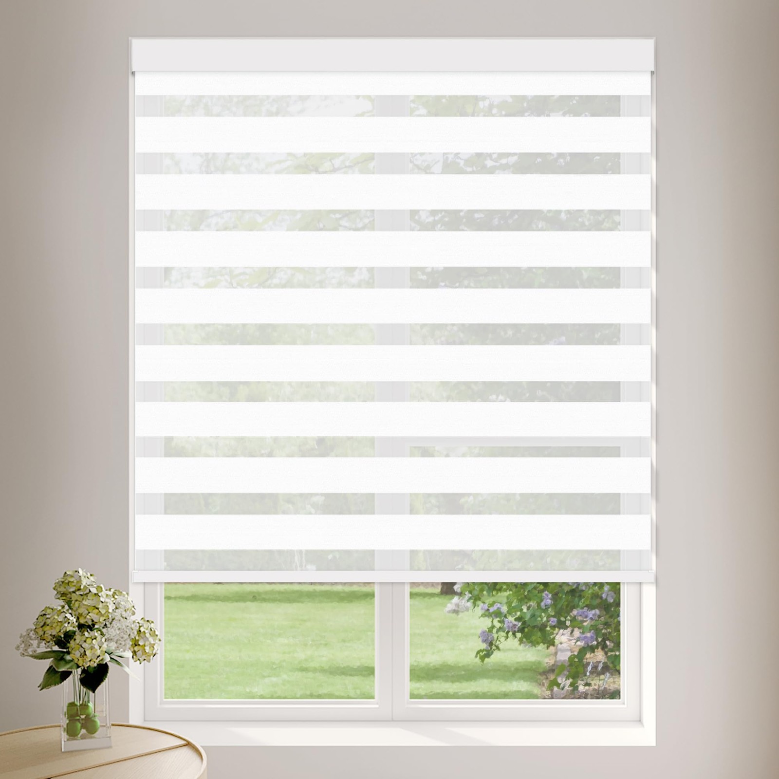 Sunmaintain Cordless Zebra Blinds For Windows 35 W X 72 H White Free-Stop Zebra gallery