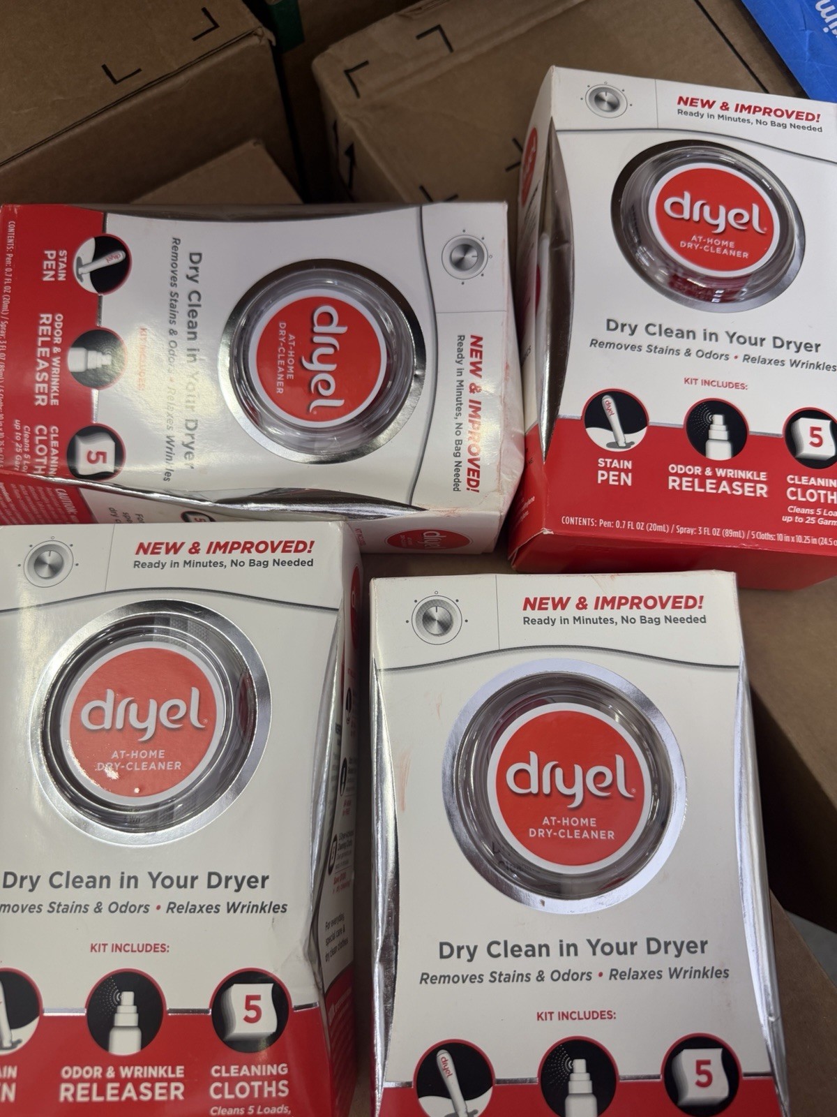 4 Pack Dryel At-Home Dry Cleaner Kit Stain Pen Wrinkle Releaser 5 Cloths NEW gallery