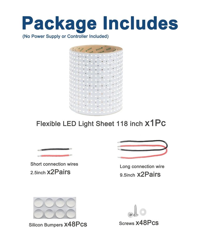 Extra Large LED Backlight Sheet 118×9.45in 3m×24cm, 6000K 144W 24V DC, Flexib... gallery