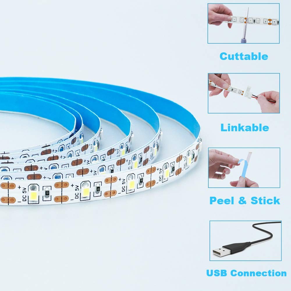 USB LED Strip Light Warm White 3000K 5V USB Powered 13.12ft/4M 240LEDs Flexib. gallery