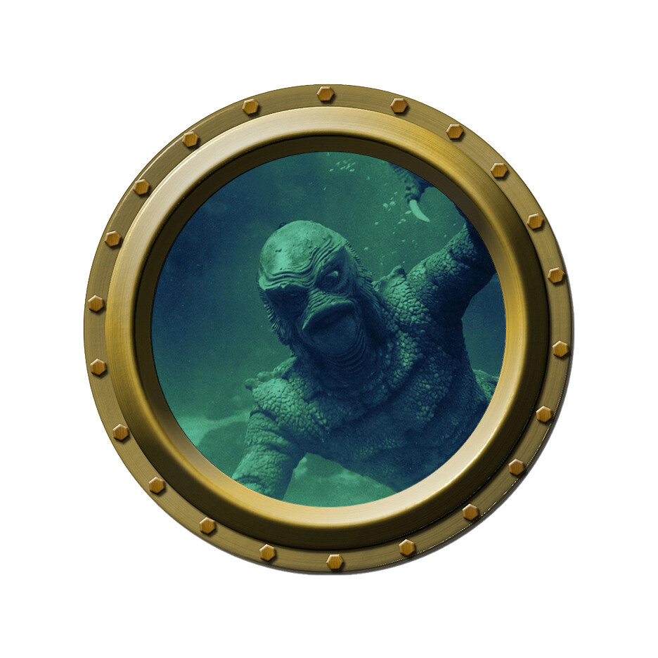 The Creature from the Black Lagoon Watches You Porthole Wall Decal gallery