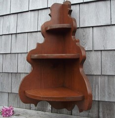 Solid Wood Corner Wall Hanging Shelf 22″-Wooden 3 Tier Pine Knick Knack Tea Cup