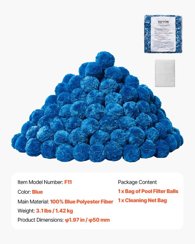 Pool Filter Balls for Sand Filter Pump Swimming Pool 3.1 lbs Reusable Blue gallery