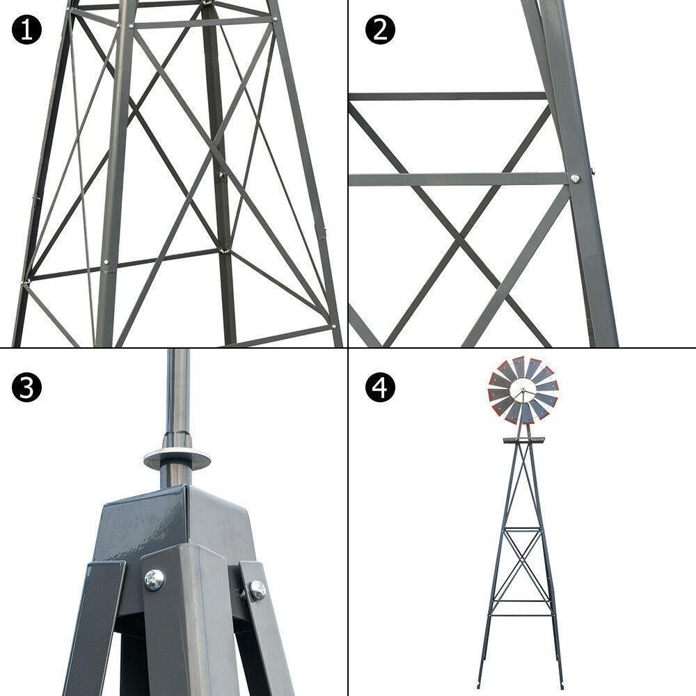 8 FT Metal Windmill Weather Vane Pinwheel for Ornamental Decor Garden Yard Decor gallery
