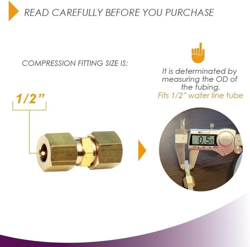 Durable 1/2” Brass Compression Fittings, Safe for Copper & Plastic - 2 Pack gallery