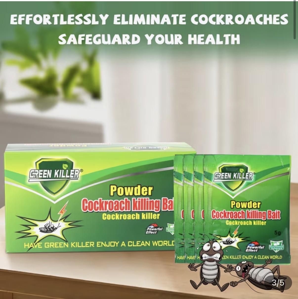 Cockroach killing Bait powder 10 packets poison kills insects Ants bugs… gallery