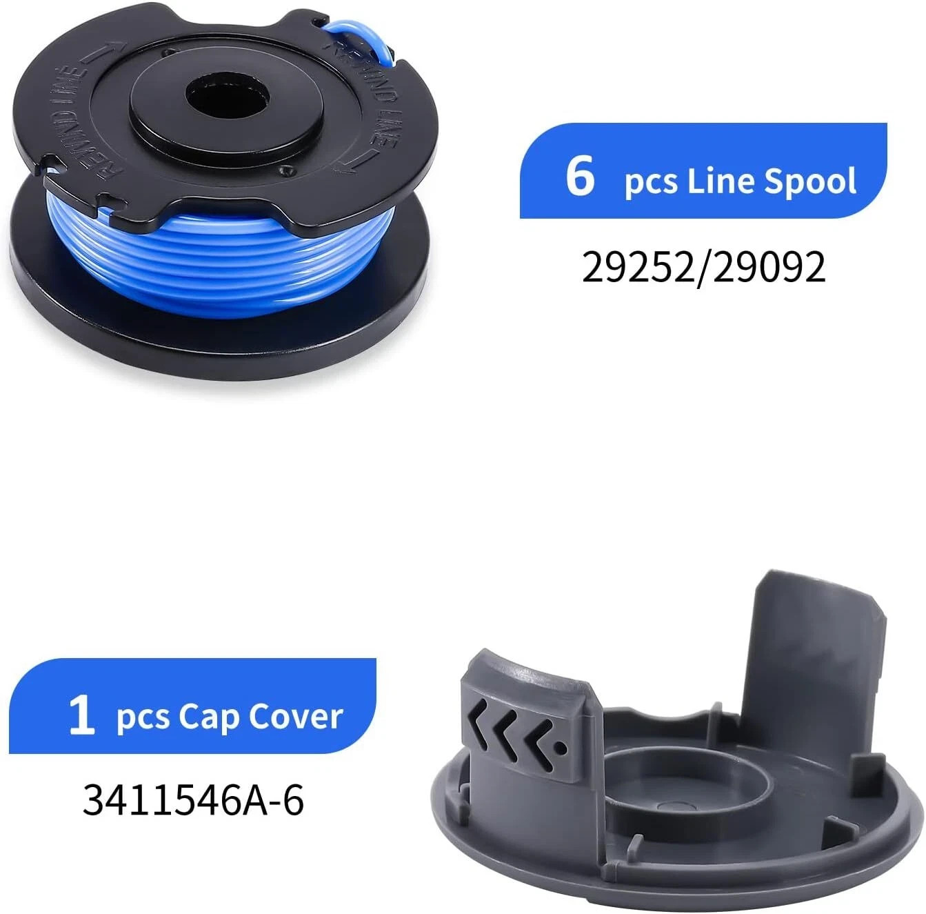 Hart Spools .065" 6 Pack + CAP for HART Battery Operated String Trimmers - MATCH gallery