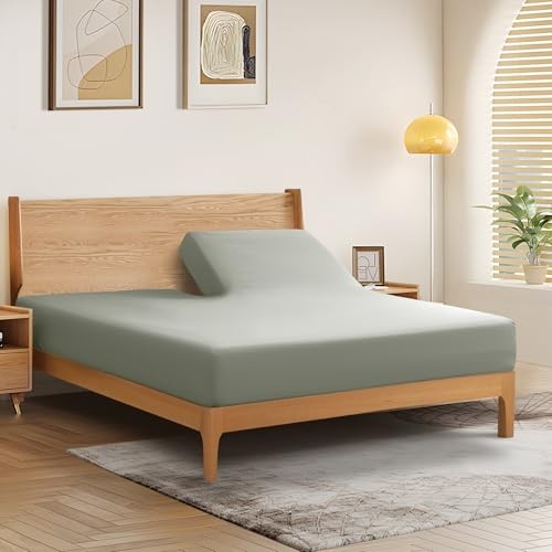 Split Top King Fitted Sheet Only for Adjustable Bed, Ultra-Soft Light Gray gallery