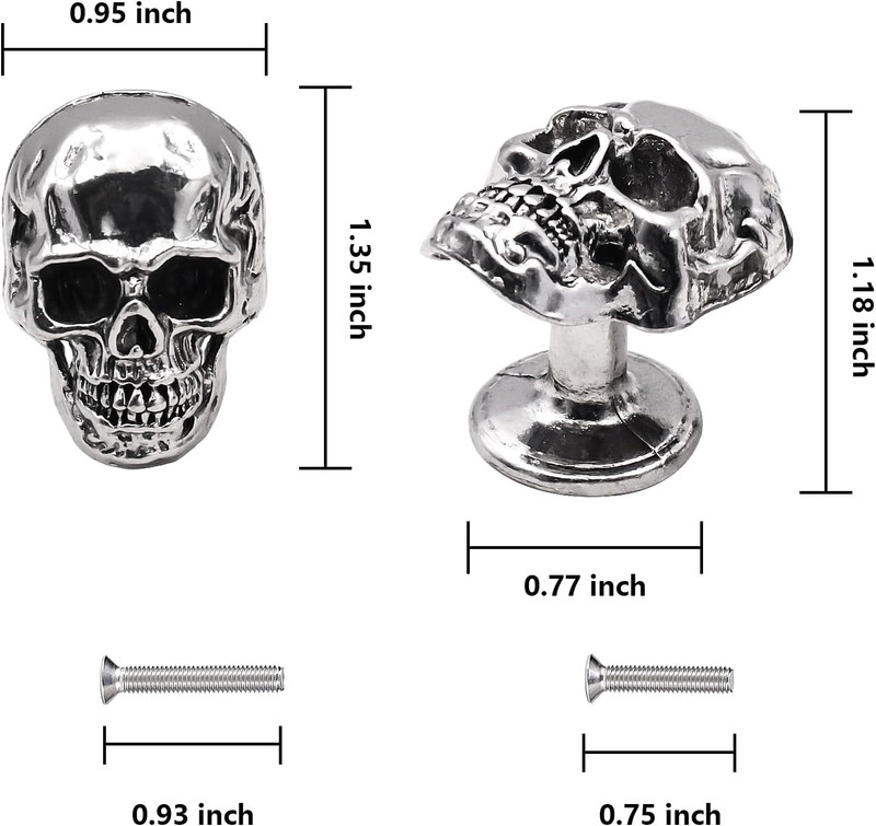 6 Pack Skull Skeleton Drawer Knobs, Vintage Single Hole Cabinets Pulls for Drawe gallery