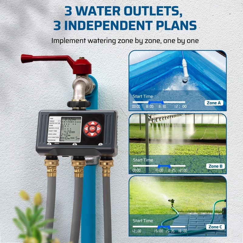 DEWENWILS Sprinkler Timer 3 Zone Garden Hose Timers for Watering 4 Programmable gallery