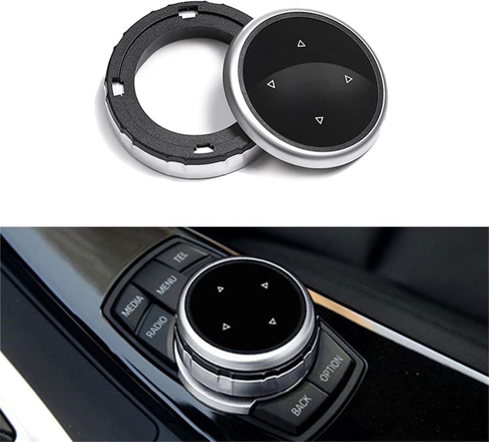 Larger Multimedia Knob Switch Button Cover Trim Compatible with BMW