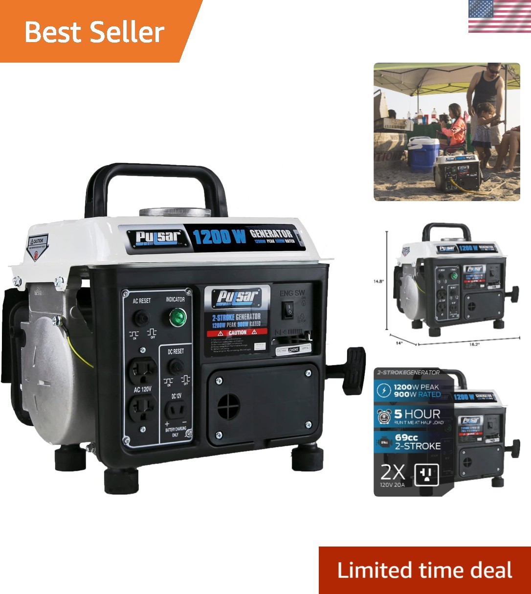 1,200W Gas-Powered Generator with 5 Hours Run Time for Outdoor Adventures gallery