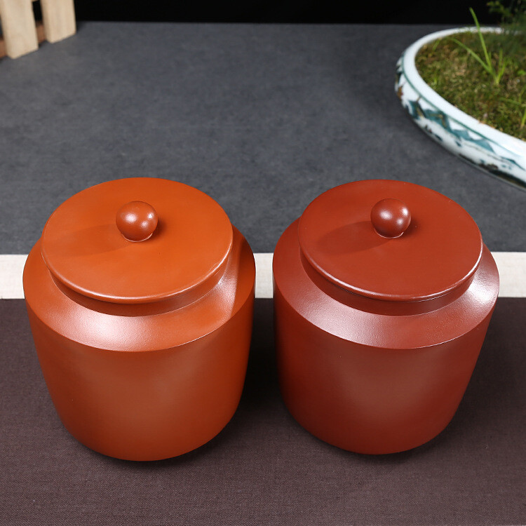 Real Yixing Zisha Tea Candy Solid Color Sealed Lid Tea Canister For Loose Tea gallery