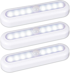 7” Motion Sensor LED Lights – Battery Operated, 3 Pack for Indoor Use