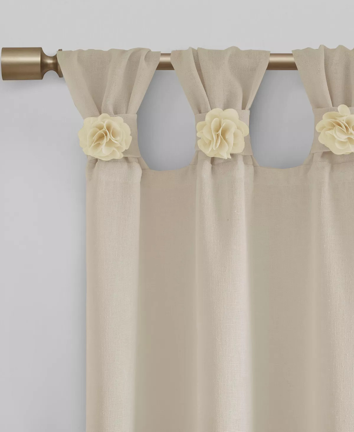 2 Madison Park Rosette Floral 63 Inch Twist Tab Window Curtain Panel in Linen gallery