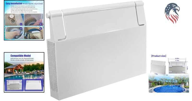White Pool Skimmer Weir Door Replacement Kit Compatible with Hayward SP1082 S... gallery