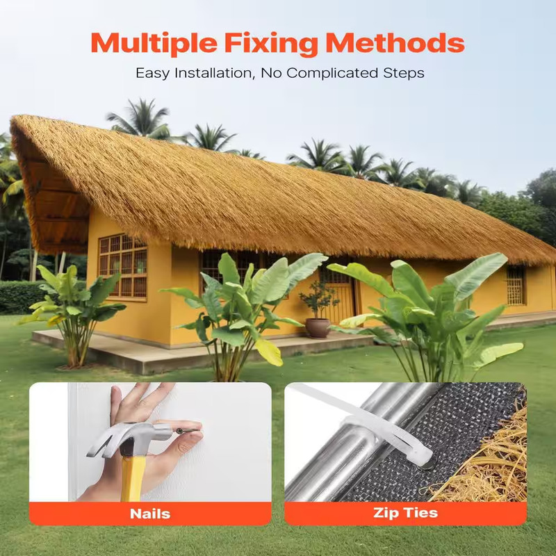 Artificial Thatch Grass Roof Roll 1.3 X 3.9 Ft. Tiki Hut Bar Skirt Roof Decor gallery