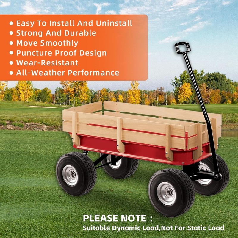 4.10/3.50-4 Polyurethane Solid Wheel Non-Rubber Tires for Garden Wagon Cart 2pcs gallery