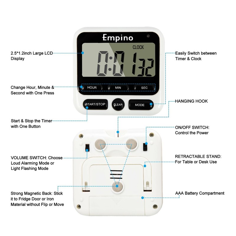 Digital Kitchen Timer - Upgraded 24-Hours Cooking Timer Clock Countdown Multi... gallery