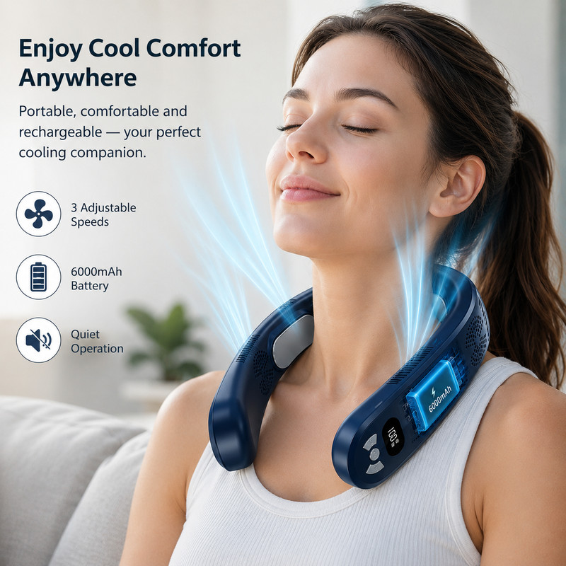Personal Air Conditioner 6000mAh Neck Fan Rechargeable 3-Speed Portable Neck Fan gallery
