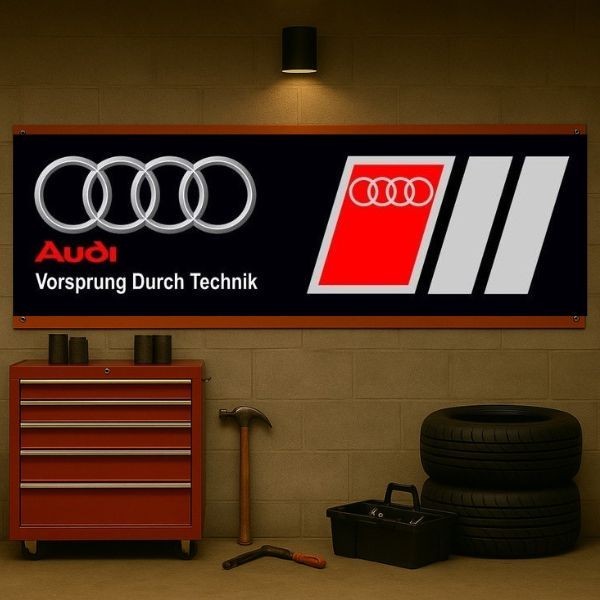 Four Rings Audi Sport Style Flag – 71x24" Garage Racing Display Wall Decor gallery