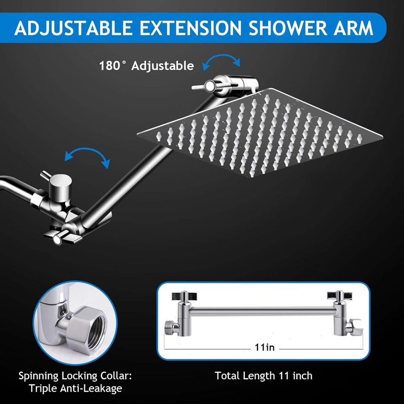 Shower Head with Handheld Spray Combo with 11'' Angle Adjustable Extension Arm gallery