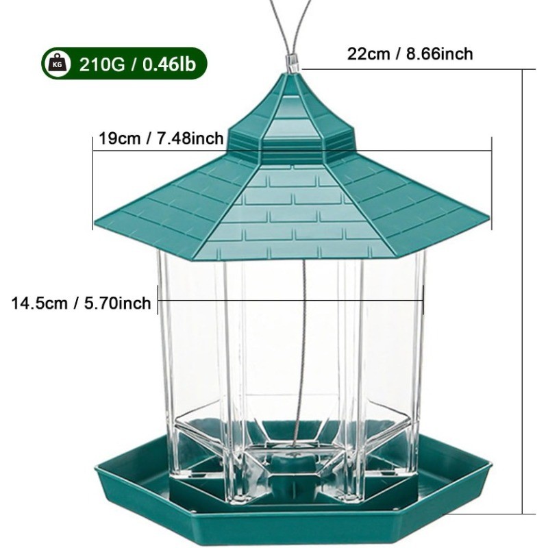 Hexagon House Bird Feeder -Squirrel Proof & 1000ml Large Capacity Auto-Dispense gallery