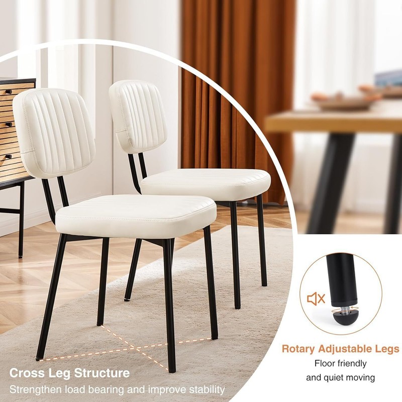 2 Pcs Leather Upholstered Dining Chairs Mid Century Modern Home Kitchen Chair gallery