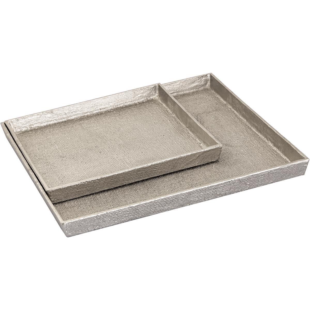 Atlas Lighting & Home AC11611-02S Square Linen Antique Nickel Tray, Set of 2 gallery